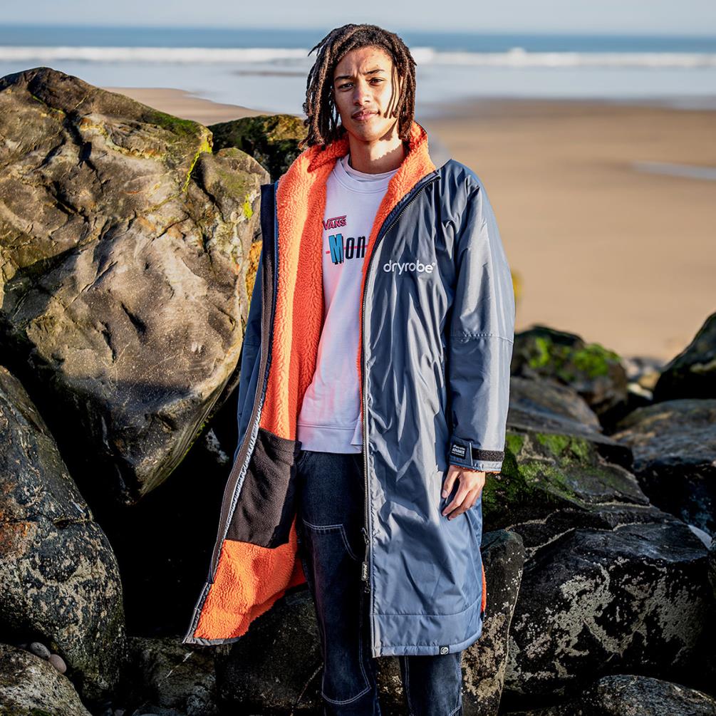 dryrobe Advance Long Sleeve Changing Robe - Dark Grey / Orange Extra Image 6